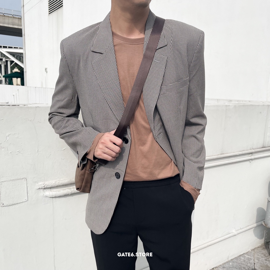 Áo thun Nam dài tay GATE6, áo cổ tròn vai raglan phối longtee cotton cao cấp mẫu mới Thu/Đông 2021 Daily - Coffee/G0017