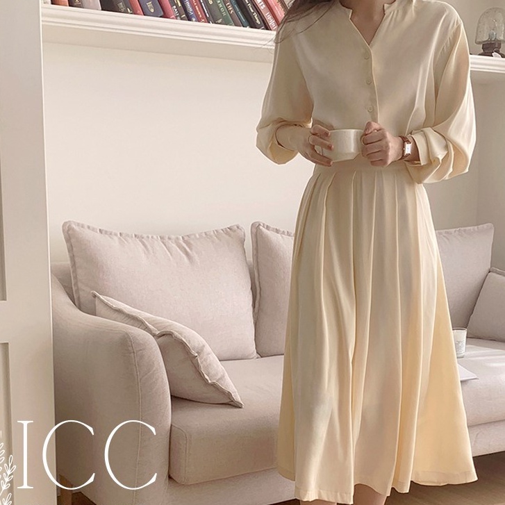 Váy voan thanh lịch dáng dài xếp ly ICC1992 VD031