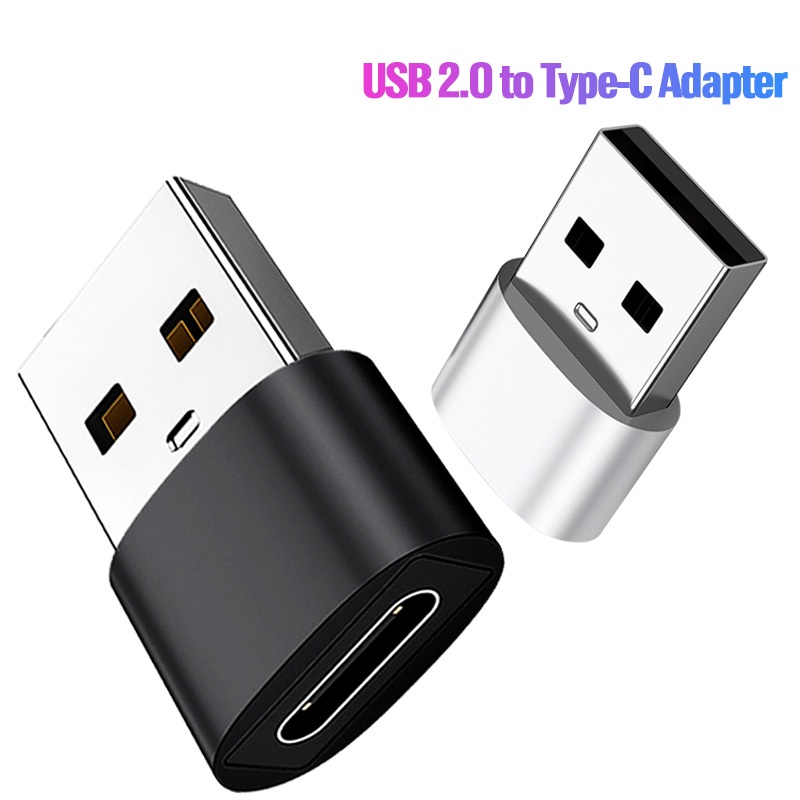 Đầu chuyển đổi mini FONKEN USB 2.0 sang Type-c cắm máy tính dễ mang theo cho điện thoại di động màu bạc và đen