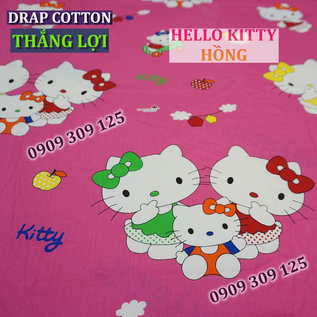 bộ Drap Thắng Lợi, ga giường hello kitty hồng chuẩn LOGO