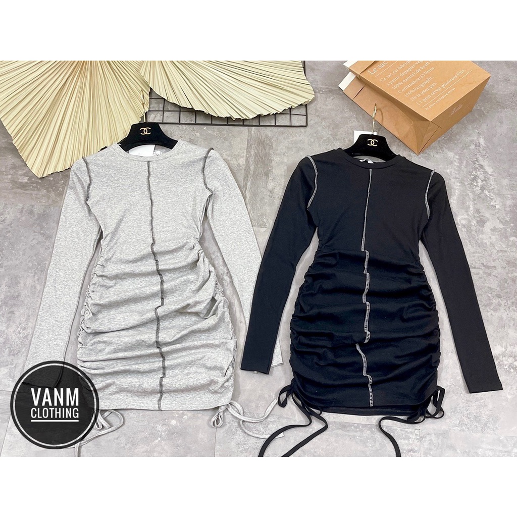 Váy body dài tay rút dây sexy - Hàng hịn