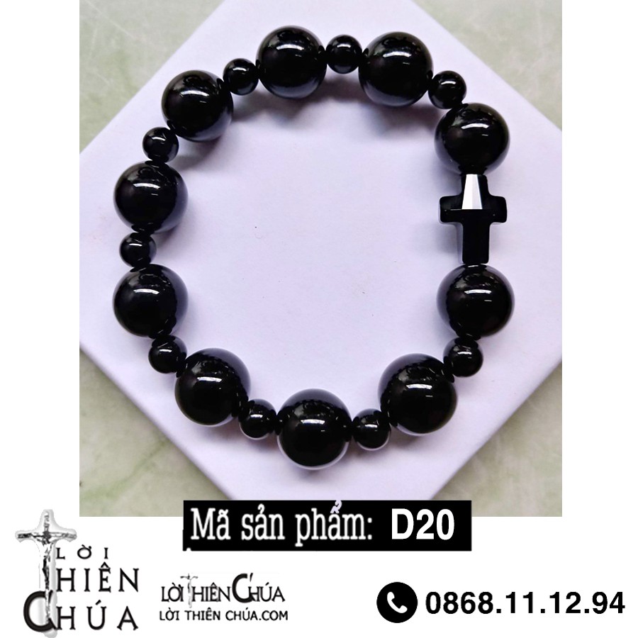 Vòng Tay, Chuỗi Mân Côi  MN Đen Sang Trọng Mix Thánh Giá Phale 10mm