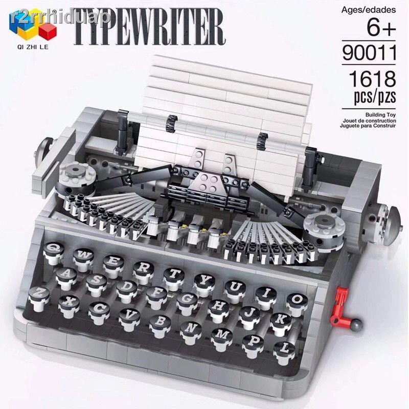 Máy đánh chữ Retro tương thích với Lego nhỏ đồ chơi lắp ráp khối xây dựng hạt Qi Zhile 90011 Zhe Gaoyu Xing Mo