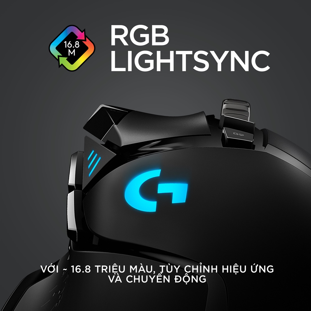 Chuột game không dây Logitech G502 - RGB, 11 nút lập trình, tùy chỉnh trọng lượng