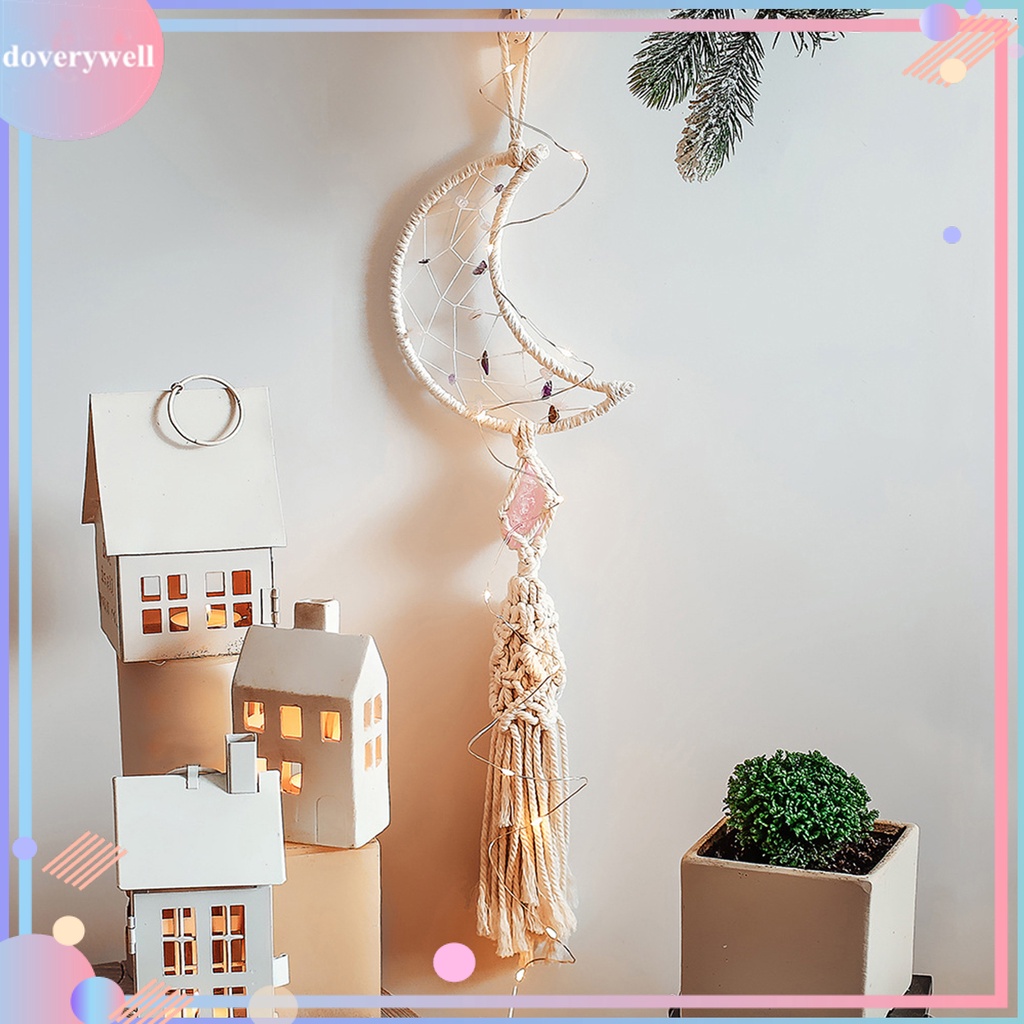Phụ Kiện Treo Tường Trang Trí Hình Ngôi Sao Và Mặt Trăng Bằng Dây Cotton Phong Cách Bohemian
