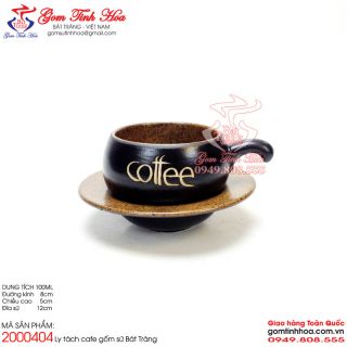 Ly tách cafe men đen lòng gốm