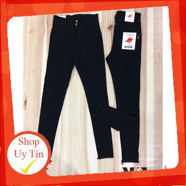 Quần jean cạp cao 3 cúc dài 98cm (có bigsize) - jeans lưng siêu cao - size to size lớn size đại