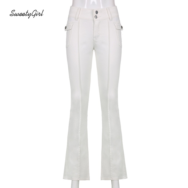 Quần Dài Ống Loe Màu Trơn Thời Trang Đường Phố Cho Nữ