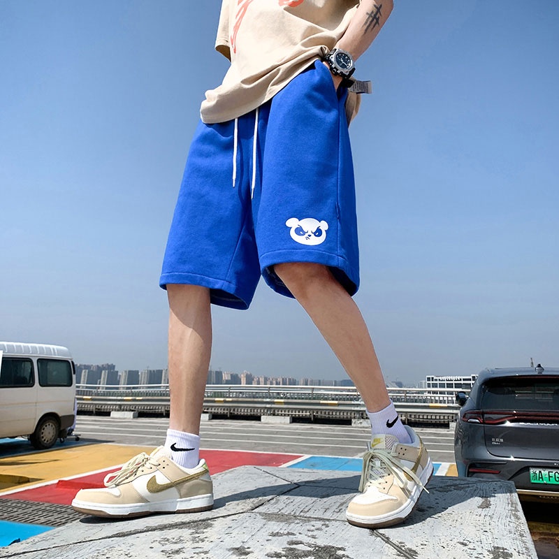 Quần Short Dây Rút Ống Rộng In Họa Tiết Đơn Giản Cho Nam