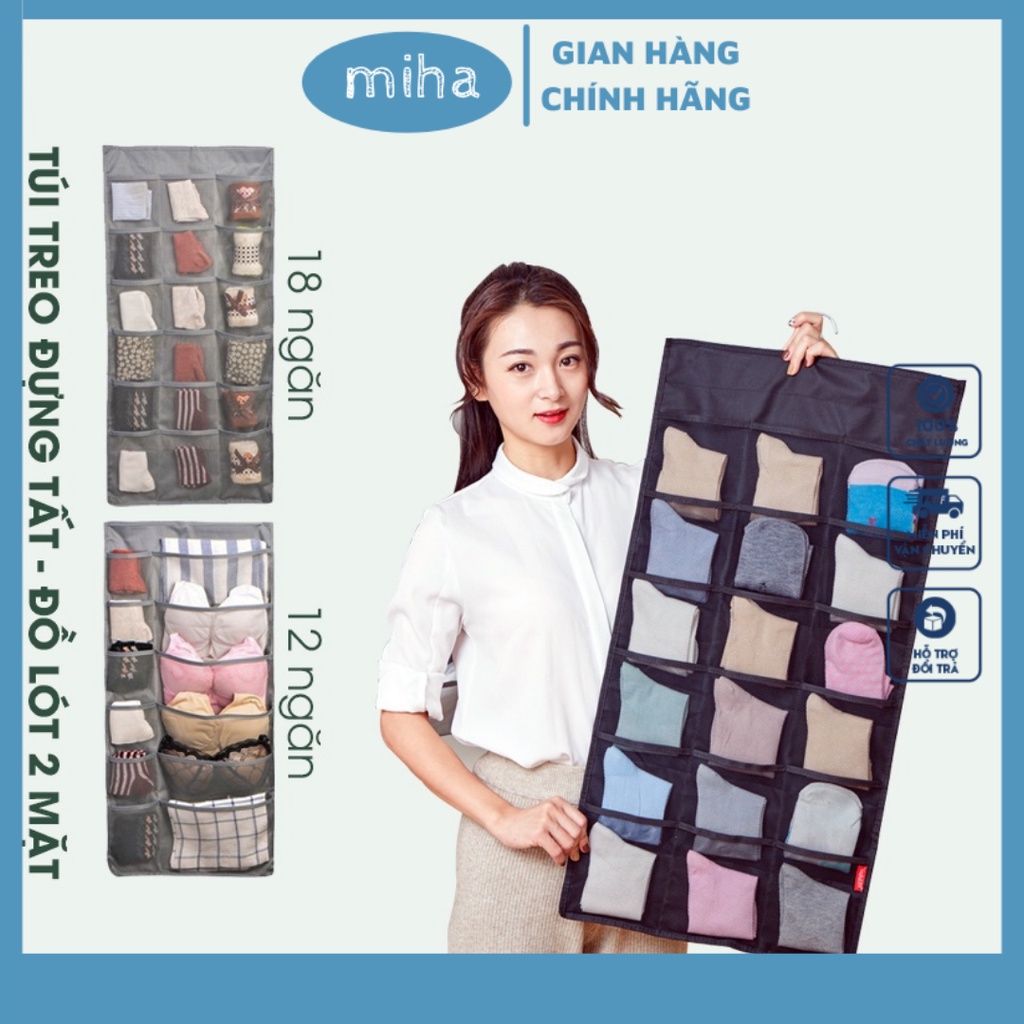 Túi đựng đồ lót có móc treo - túi vải đựng đồ 2 mặt 30 ngăn