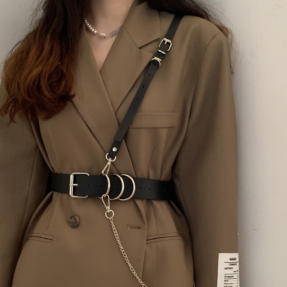 Dây Nịt Da Pu Phối Tua Rua Phong Cách Punk Rock Thời Trang Cho Nữ