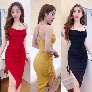 🌸(ẢNH THẬT-4 MÀU)ĐẦM HAI DÂY CHÉO LƯNG RÚT DÂY HÔNG MÚT NGỰC GIÁ RẺ