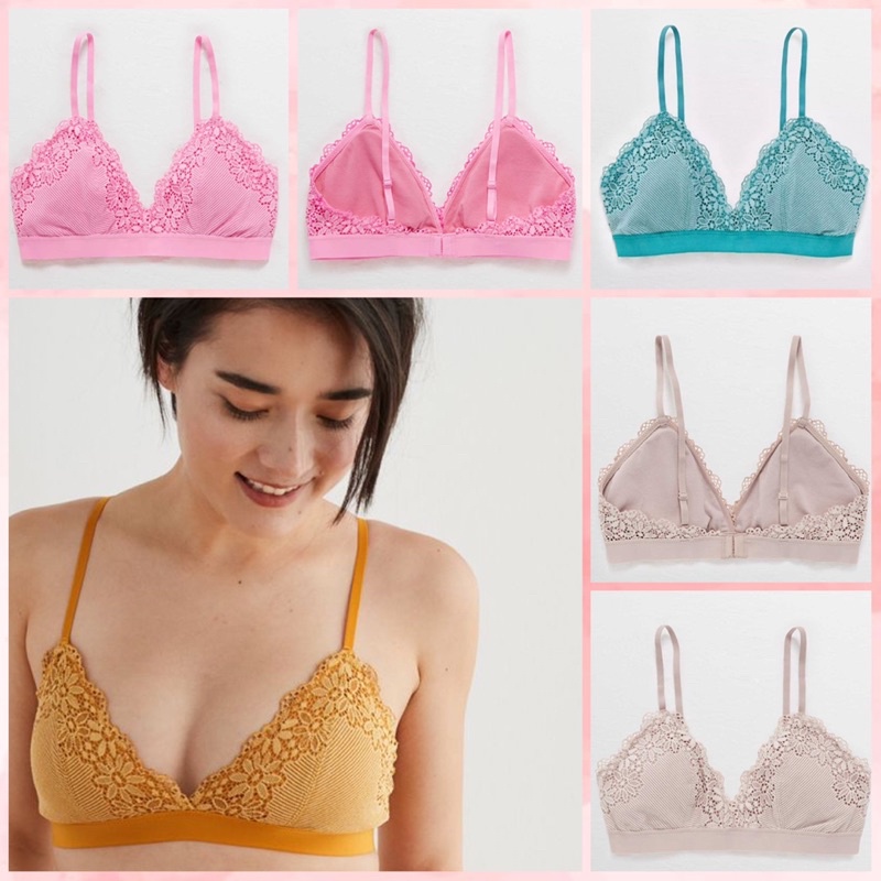 Áo Ngực Áo Lót Nữ Aerie Bralette Ren Không Gọng Xuất Khẩu Siêu Bền Có Khe Thêm Mút Đẹp XS S M L XL
