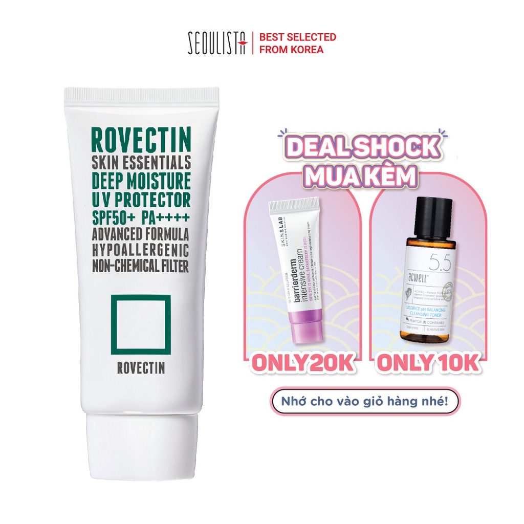 Kem chống nắng vật lý cấp ẩm ROVECTIN Skin Essentials Deep Moisture UV Protector SPF 50+ PA++++
