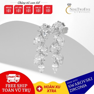 Bông tai bạc phủ rhodium đính đá cz - bông tai drop marquise - e-db3015