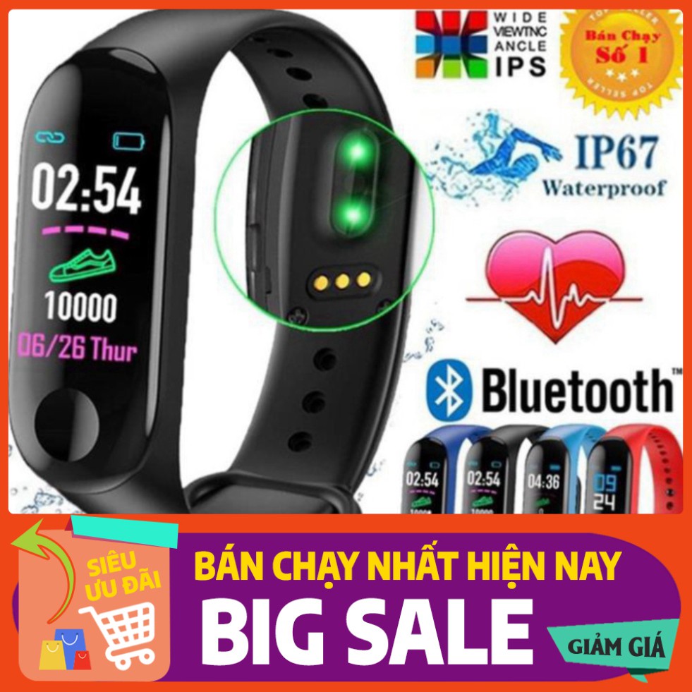 [FREE SHIP] 💥BẢO HÀNH 1 NĂM💥 Vòng Tay Đồng Hồ Thông Minh Band M3 CHÍNH HÃNG - Đồng hồ theo dõi sức khỏe, Chống Nước💥S