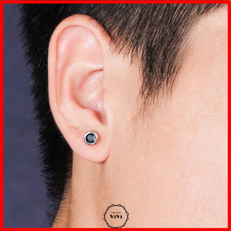 Bông tai bạc nam đinh tán cá tính SPY – khuyên tai ViVi_Gift