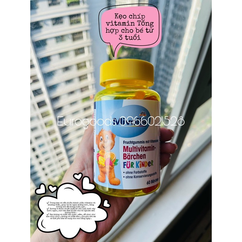 Kẹo bổ sung vitamin Mivolis ⚡ CAM KẾT CHUẨN AUTH ⚡ Kẹo gấu chip chip Mivolis lọ 60v gấu/ 120g chứa vitamin B1, B2, C, E