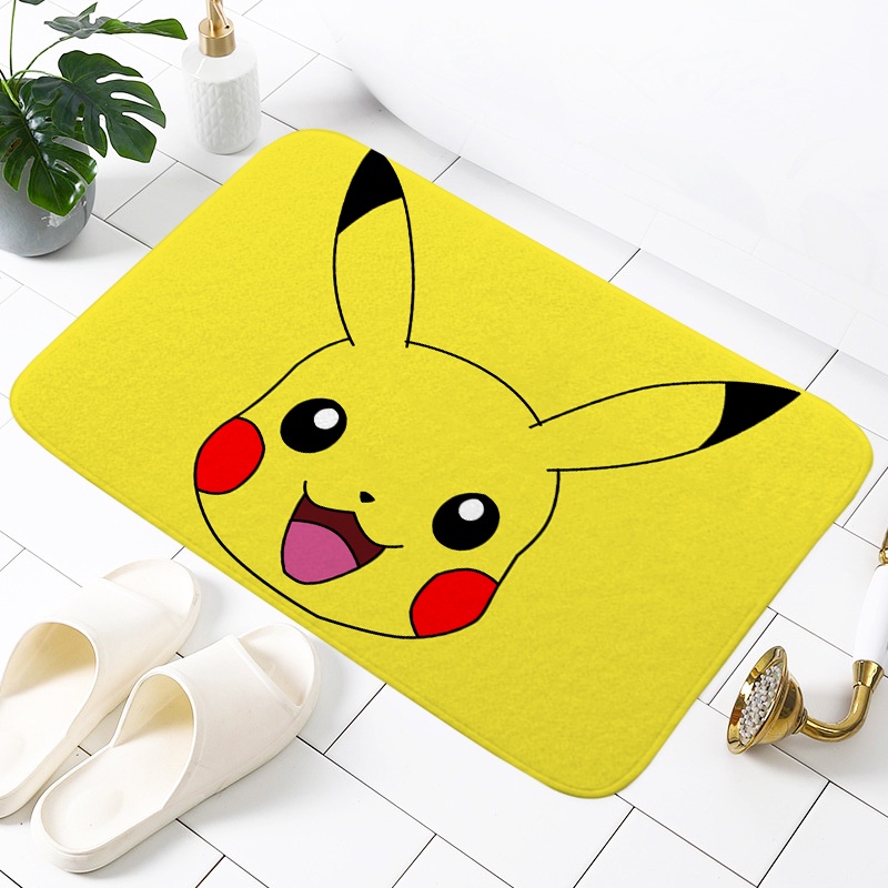 Thảm Lót Sàn Nhà Tắm Chống Trượt In Hình Pikachu Pokemon Kiểu Nhật Bản Dễ Thương Trang Trí Nhà Cửa