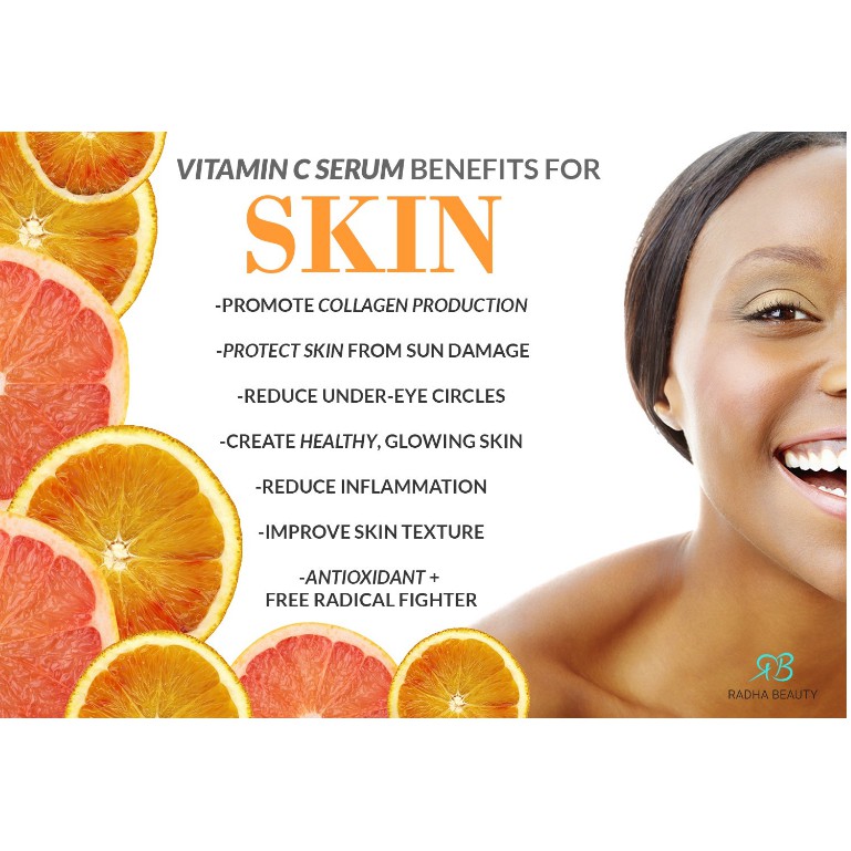 60ml Serum sáng da mờ thâm Vitamin C Radha Beauty