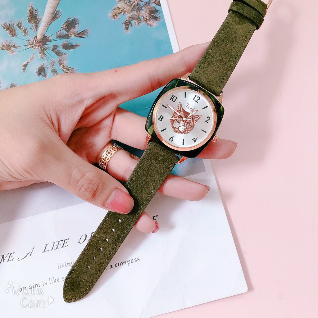 Đồng hồ nam Tieke in hình mèo, lên form chuẩn, nhiều màu sắc dễ dàng phối đồ | BigBuy360 - bigbuy360.vn