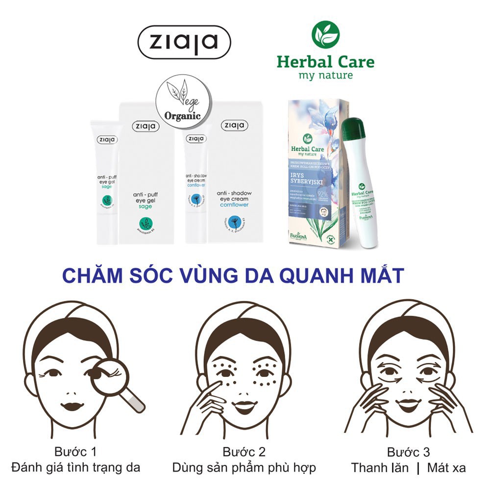 Bộ Sản Phẩm Chăm Sóc Vùng Da Quang Mắt ZIAJA - Hết Thâm Quầng, Tan Bọng Mắt, Xóa Nhăn, Làm Căng Da