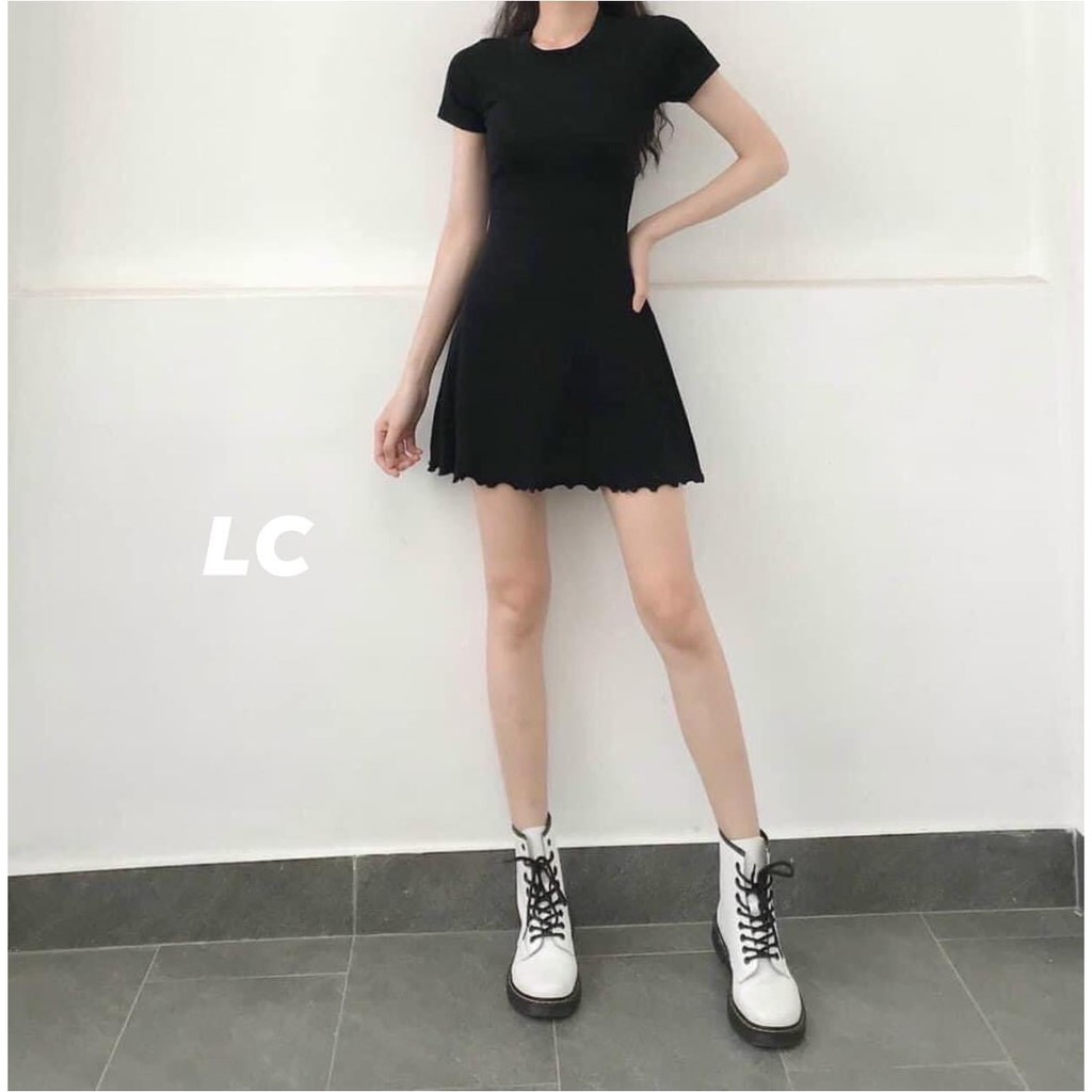 Đầm Thun Ôm Dáng Ngắn Đuôi Bèo - BaoBao.Clothing Nữ [FREESHIP] - Váy thun nữ body chân váy xòe Ulzzang