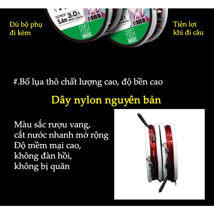 Dây Trục Câu Đài Quấn Sẵn (Bộ 3 Chiếc) Seiko Nhật Bản Nylon Tàng Hình Siêu Khoẻ Chống Bào Mòn Cao Cấp