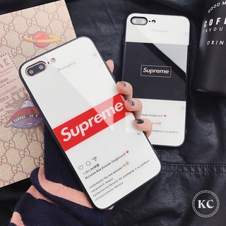 Ốp lưng kính tráng gương Supreme text
