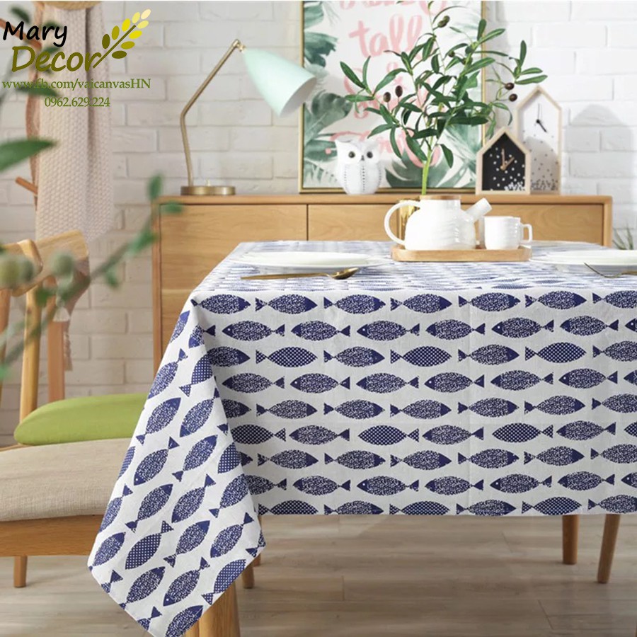 Khăn trải bàn đẹp họa tiết cá phong cách decor Nhật Bản KB-A01
