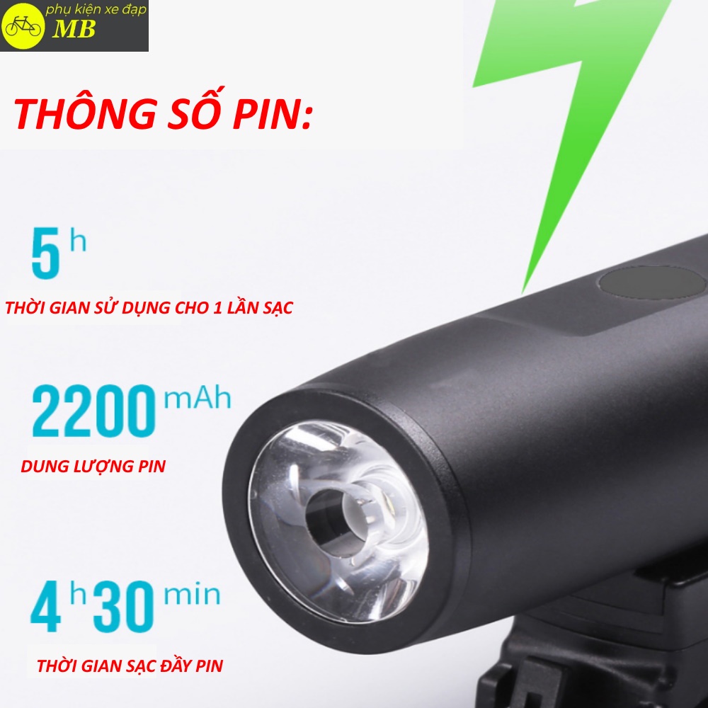 đèn pin xe đạp siêu sáng cầm tay vỏ nhôm cao cấp chống nước tuyệt đối sạc usb nhập khẩu chính hãng DP08