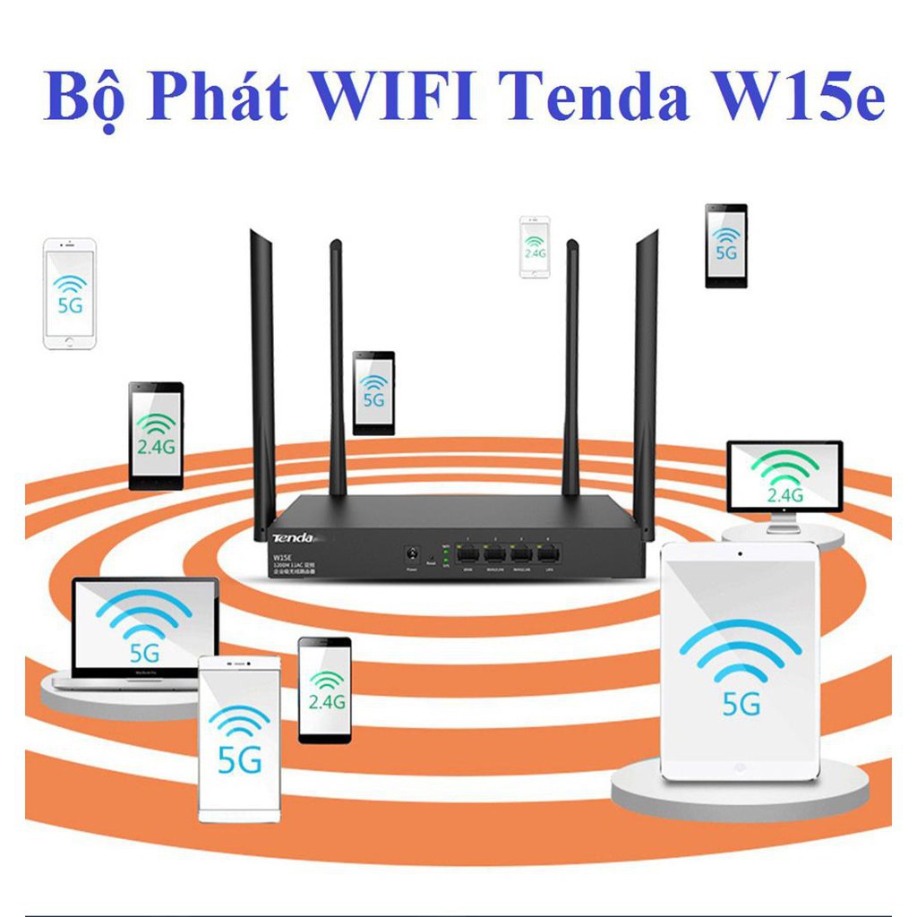 Bộ Phát WIFI Tenda W15e Ac1200mps Mạng Doanh Nghiệp 50 User