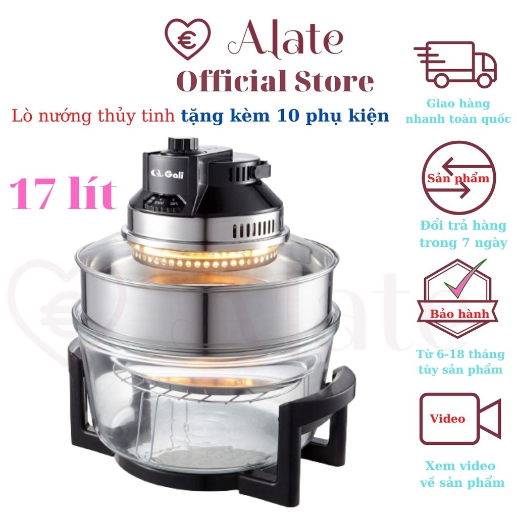 Lò Nướng Thủy Tinh Gali 1121 Dung Tích 17 Lít, Đa Chức Năng Nướng, Hàng Nhập Khẩu Chất Lượng Tốt, Bảo Hành 12 Tháng