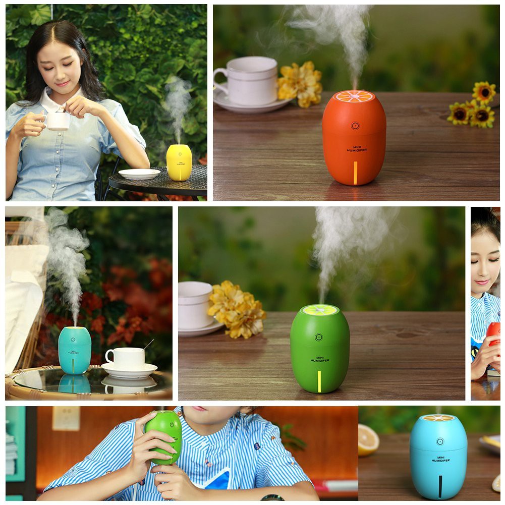 Máy xông tinh dầu Lemon Humidifer giúp thư giãn và đuổi muỗi (Màu cam) - TẶNG KÈM CỐC SẠC