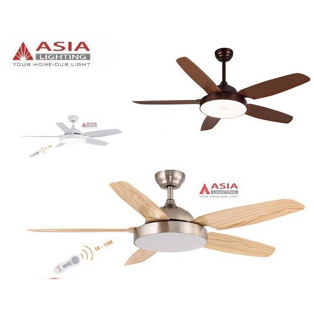 - Quạt trần 5 cánh kèm đèn chiếu sáng cao cấp có khiển QT04 Asia VN