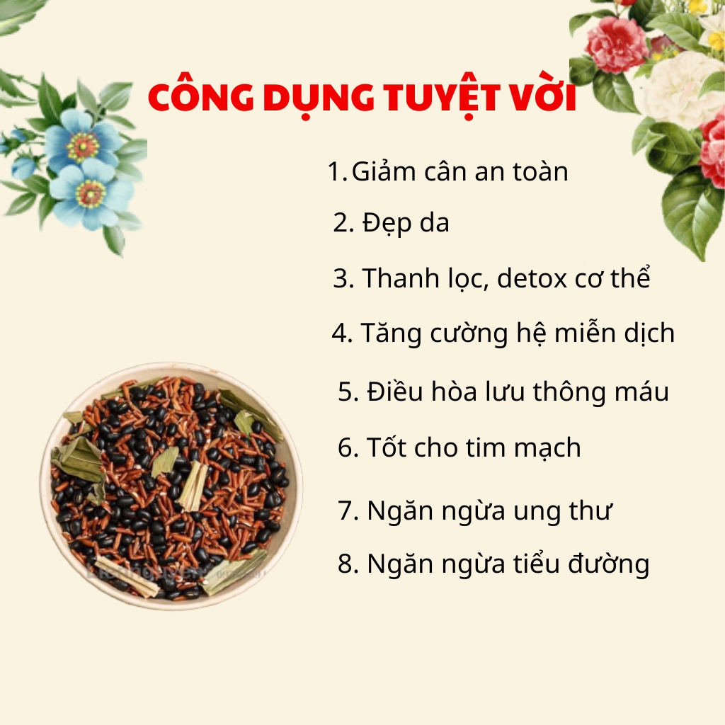 Trà gạo lứt đậu đen đậu đỏ hoa nhài lá dứa Robimart gói 500gr - Giảm cân, mát gan, giúp ngủ ngon - Hàng chính hãng