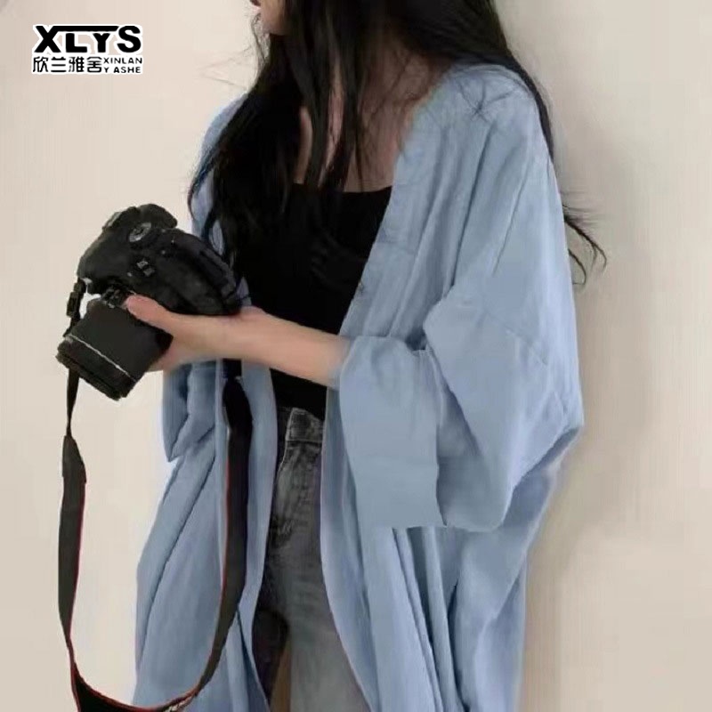 Áo khoác cardigan Xinlanyashe mỏng tay dài dáng rộng màu trơn thời trang mùa hè Hàn Quốc cho nữ