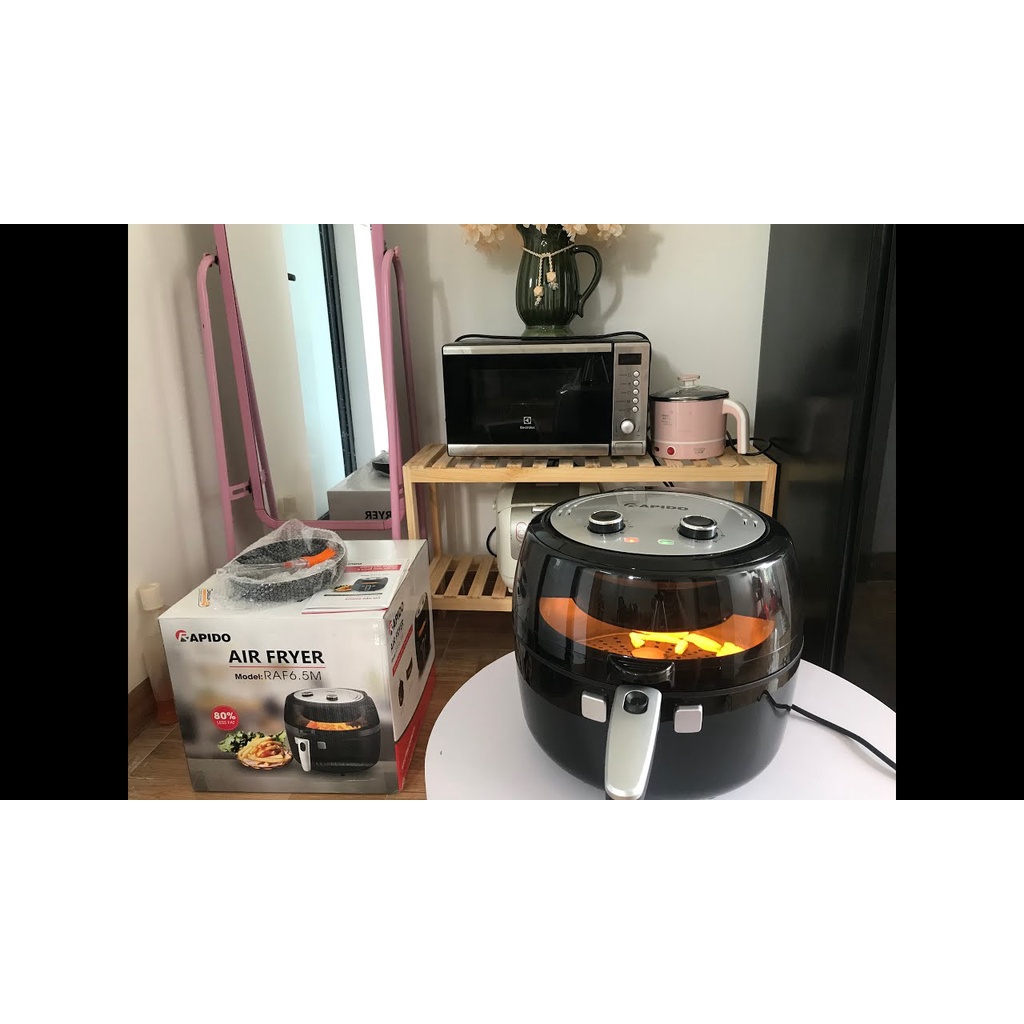 Nồi chiên không dầu RAPIDO RAF-6.5M dung tích 12L - 6,5L - 5L điều khiển cơ