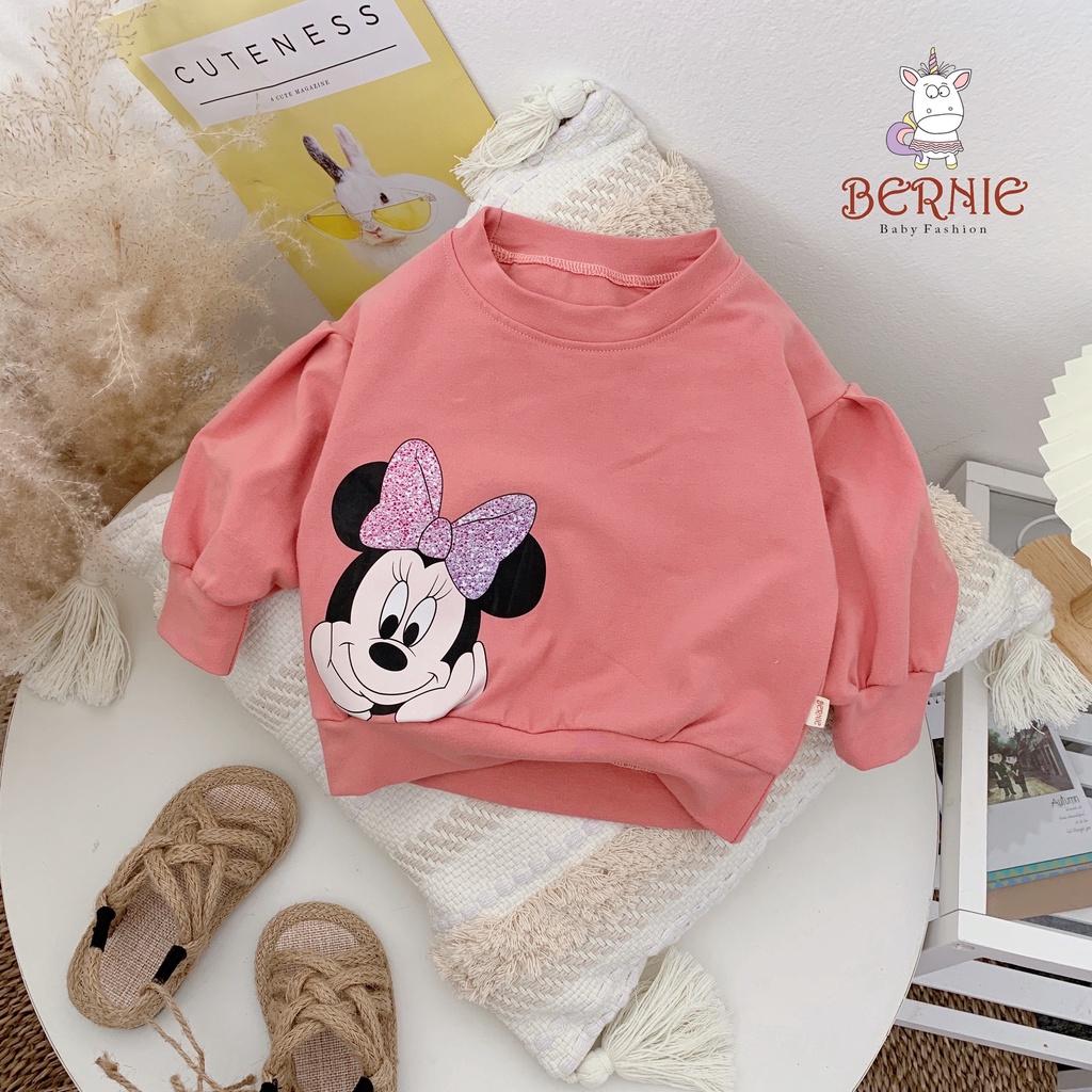 Bộ thu đông dài tay phong cách bánh bèo bé gái, set đồ áo thun phối quần chấm bi dễ thương