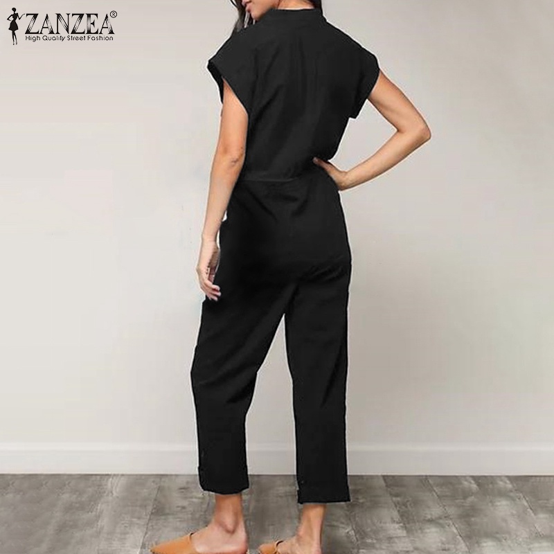 Áo liền quần Zanzea cổ đứng phối dây rút phong cách Châu Âu thời trang cho nữ
