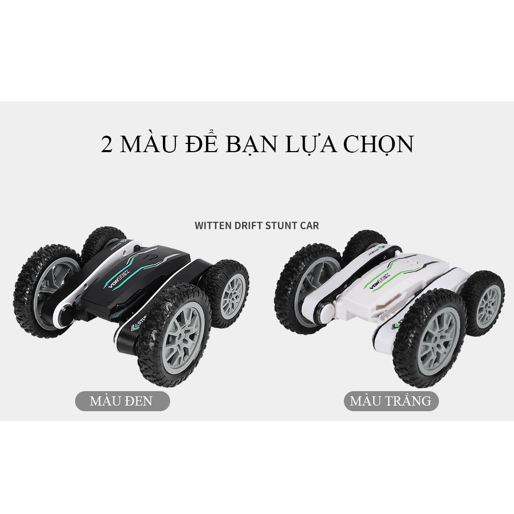 Xe ô tô 4WD điều khiển từ xa có thể điều chỉnh chế độ âm nhạc đèn LED xe xoay lật 2 mặt 360 độ (2 Pin sạc kèm theo)