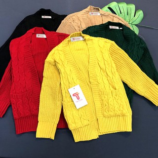 Áo Khoác Len Cardigan Dáng Dài Vặn Thừng, Áo Len Cho Bé 12-30kg
