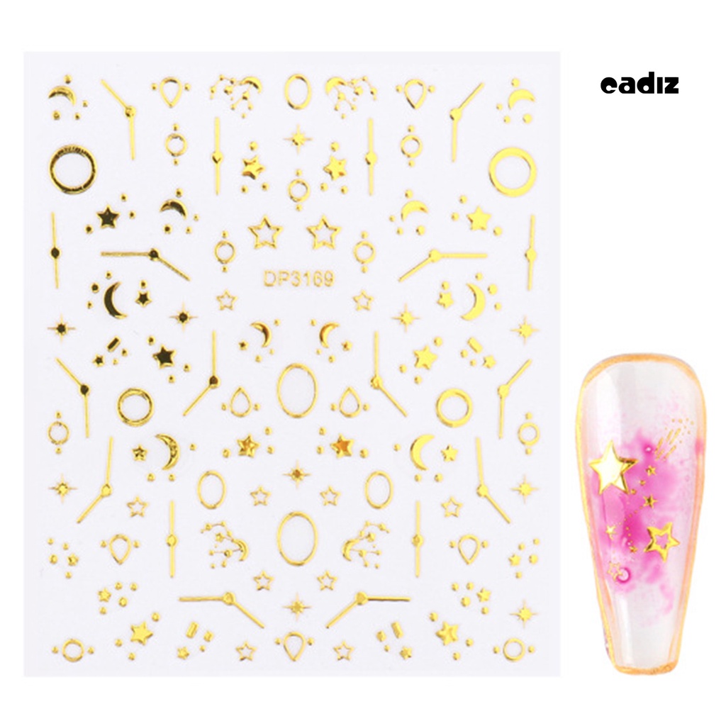 Bộ 3 Miếng Dán Trang Trí Móng Tay Không Phai Kiểu Hình Học Siêu Mỏng Sang Trọng