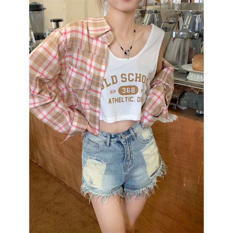 Bộ Áo Sơ Mi Dài Tay Cổ Bẻ + Áo Hai Dây In Họa Tiết Thời Trang Dành Cho Nữ