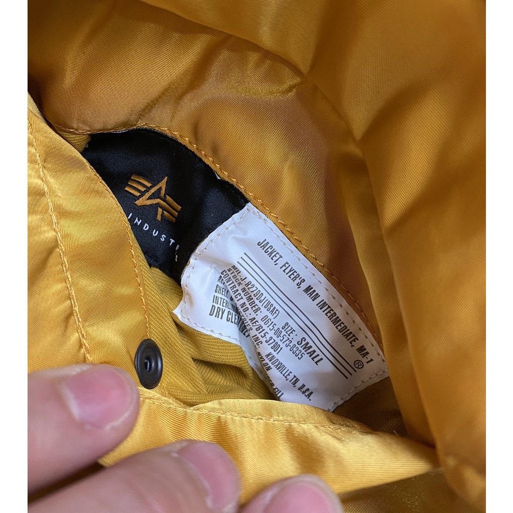 Áo Pilot Ma-1 chính hãng Alpha industries - màu Vàng