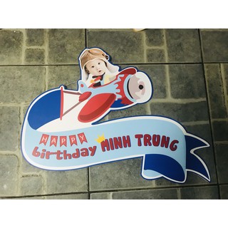 Biển tên sinh nhật bé kèm chibi
