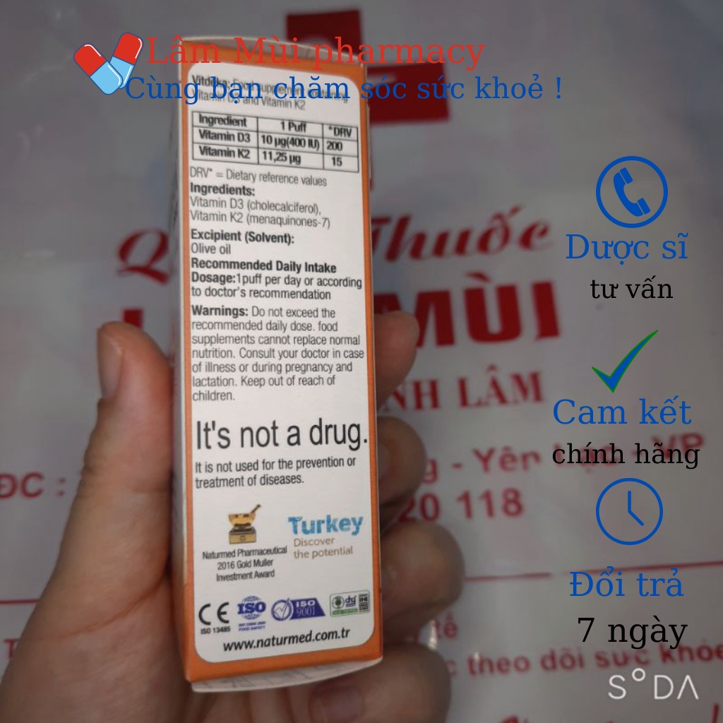 Vitdeka Spray Dạng Xịt Bổ Sung Vitamin D3+K2, Tăng Cường Hấp Thu Canxi Cho Trẻ Hộp 10ml