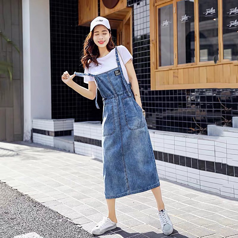 Quần yếm nữ King168, váy yếm dài chất jean cotton xịn mẫu FC01 | BigBuy360 - bigbuy360.vn