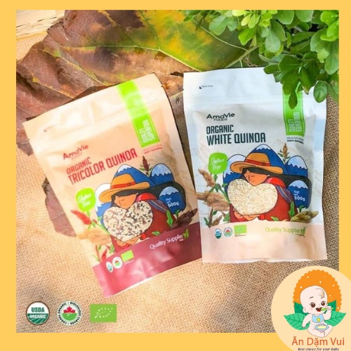 Hạt quinoa diêm mạch hữu cơ Amavie trắng và quinoa hữu cơ Amvie 3 màu dành cho bé ăn dặm