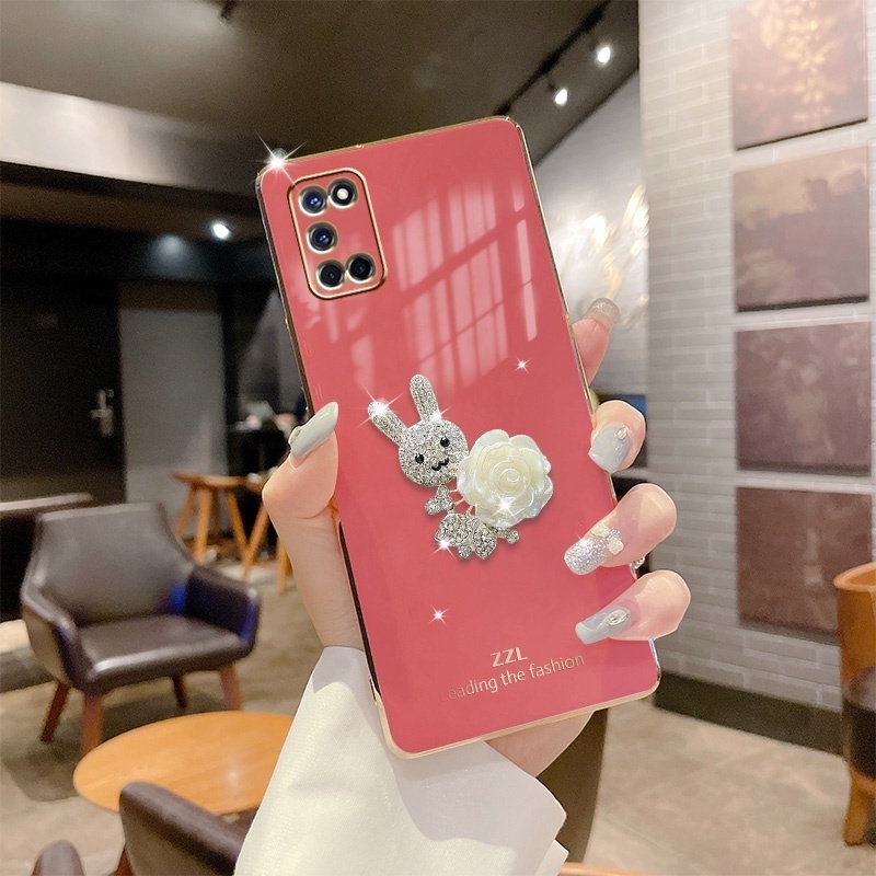 Ốp Điện Thoại Viền Vuông Mềm Trang Trí Hình Thỏ Sang Trọng Cho Samsung Galaxy A13 A23 A33 A53 A73 5G A54 A34 5G